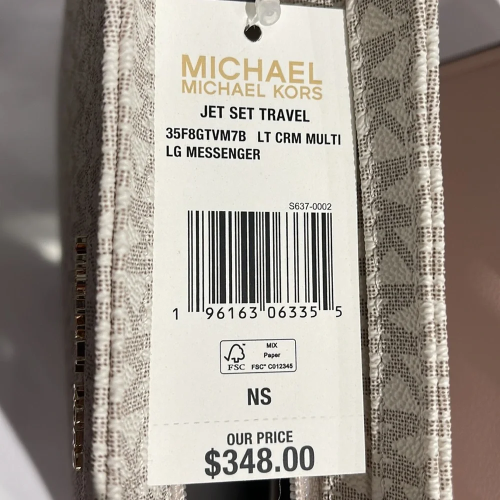 Michael Kors Jet Set Travel Large Messenger Crossbody Bag Light Cream Multi - Picture 7 of 16